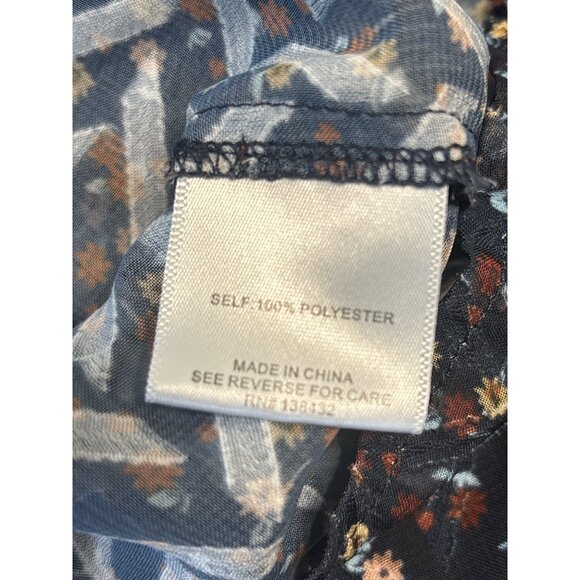 ModCloth Womens Floral Button-Up Blouse 2X Black Multicolor Long Sleeve - Picture 4 of 6